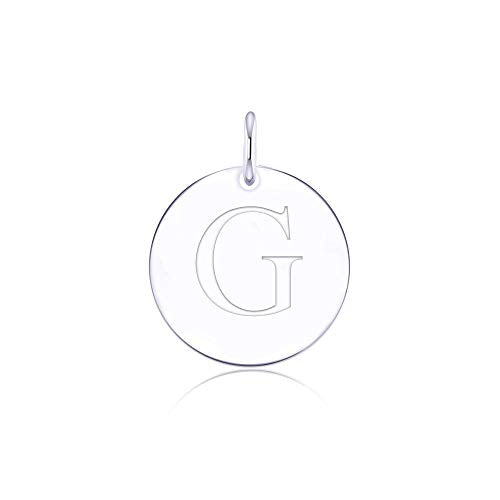 Sterling Silver Mini Initial Disc Round Charm Pendant for Women - color: G