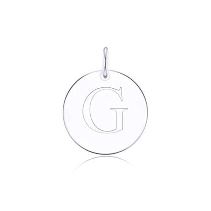 Sterling Silver Mini Initial Disc Round Charm Pendant for Women - color: G