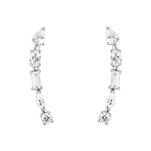 PAVOI 14K Gold Plated Cubic Zirconia Ear Crawler Earrings - Faux Diamond Ear Climber Fashion Earrings for Women - style: Collage