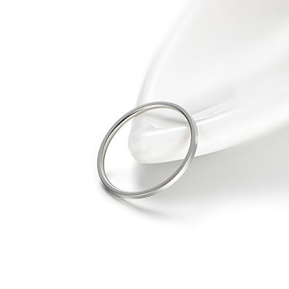 Women's Stainless Steel 1MM Thin Plain Midi Stacking Ring Band Comfort Fit, Size 3 to 10 - color: 1mm Flat - Silver