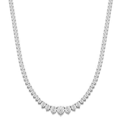 BREN 3 Prong Graduated Tennis Necklaces for Women Men, 18K White/Yellow Gold Plated 16/18 inches Round Cubic Zirconia Dainty Chain Wedding Jewelry Gift - color: White Gold, size: 16 inch