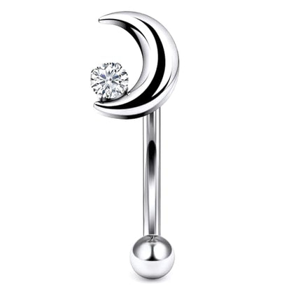 16G Astm F136 Titanium Eyebrow Piercing Jewelry Curved Barbell Eyebrow Ring Vertical Labret Lip Jewelry Daith Rook Earrings Navel Small Belly Button Ring Piercing Jewelry for Women Men CZ - style: 16G, 6MM Length-H