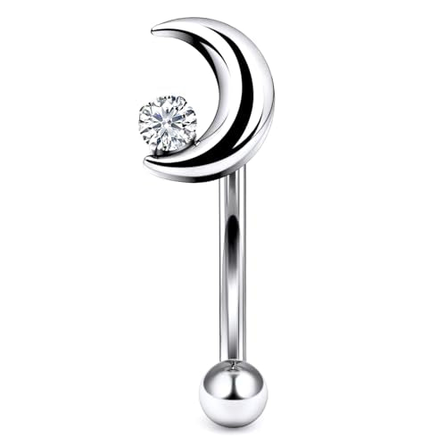 16G Astm F136 Titanium Eyebrow Piercing Jewelry Curved Barbell Eyebrow Ring Vertical Labret Lip Jewelry Daith Rook Earrings Navel Small Belly Button Ring Piercing Jewelry for Women Men CZ - style: 16G, 8MM Length-H