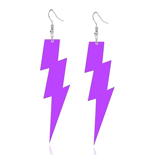 ONLYJUMP Acrylic Exaggerated Lightning Earrings Statement Punk Retro Geometric Delicate Neon Personalized Earrings Accessory Jewelry for Women - color: Exaggerated Purple