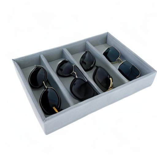 Sunglasses Eyewear Watch Tray Gray Velvet Stackable Organizer Premium Quality Jewelry Storage Multi Function Hallway Orgnization Drawer Divider - size: Glasses Tray