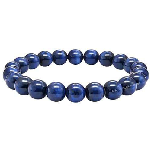 Amazing Gemstone Blue Cats Eye Crystal Bracelet for Women Men's Gifts - Protection Healing Crystal Bracelet - 8mm Gemstone Beaded Stretchable Bracelet Pulseras Para Hombres Mujer Stocking Stuffers Mothers Day Gift - color: Blue Cat's Eye