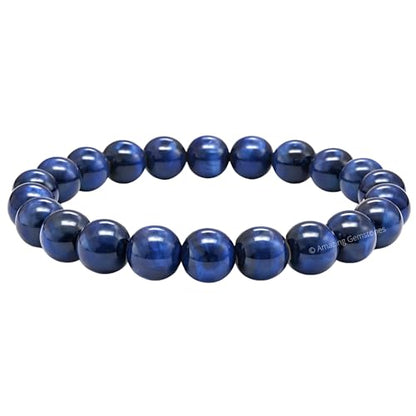 Amazing Gemstone Blue Cats Eye Crystal Bracelet for Women Men's Gifts - Protection Healing Crystal Bracelet - 8mm Gemstone Beaded Stretchable Bracelet Pulseras Para Hombres Mujer Stocking Stuffers Mothers Day Gift - color: Blue Cat's Eye