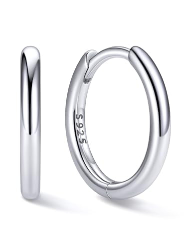 ChicSilver 925 Sterling Silver Hoop Earrings for Women Silver Huggie Hoops | Hypoallergenic 925 sterling silver hoops in 8/10/12/14/16/18/20MM, available in Gold/Silver/Rose Gold/Black. - color: Silver, size: 10mm
