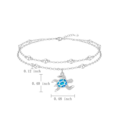 Sterling Silver Anklets for Women Sea Turtle Starfish Anklet Bracelet Ocean Beach Jewelry Opal Summer Foot Mothers Day Gift - style: Anklet-Turtle-A001