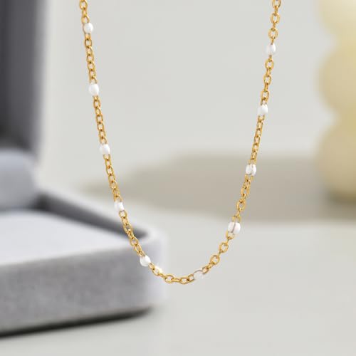 Gold Cross Women's Necklace 18K Gold Plated Stainless Steel Handmade Pearl Necklace Gold Paperclip Necklace, Fashion Jewelry Gifts - style: simplicity