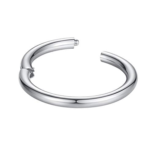 ORANGELOVE Hypoallergenic Nose Rings 20G 18G 16G 14G 12G 10G 8G 316l Surgical Steel Septum Jewelry Hinged Segment Ring Body Piercing Nose Hoop Lip Rings Nose Helix Cartilage Rook Earrings - color: Silver, size: 1pc 12 Gauge 16mm