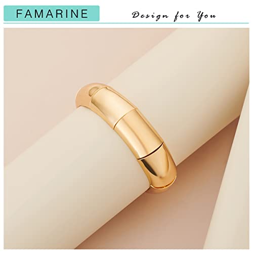 FAMARINE Gold Silver Chunky Bangle Bracelet for Women Men - style: Style J