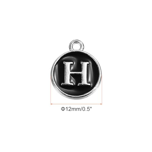 MECCANIXITY Alphabet Enamel Letter Charm Jewelry Charm Pendant for Jewelry Making, Bracelet, Craft - style: H