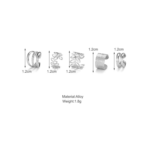 5 Pcs Gold Ear Cuffs for Women Non Piercing Ear Cuff Earrings Clip on Earring Set Huggie Hoop Earrings Cartilage Earrings Stack Jewelry for Women