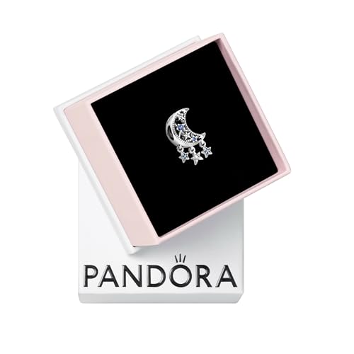 PANDORA Star & Crescent Moon Charm - Bracelet Charm for PANDORA Moments Bracelets - Stunning Women's Jewelry - Gift for Women - Made with Sterling Silver & Cubic Zirconia - With Gift Box