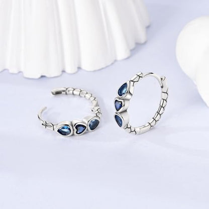 Parmuz 925 Sterling Silver Butterfly Huggies Hoop Earrings for Woman | Gold Plated Cubic Zirconia Star Moon cross Twisted huggie Hoop Post Chunky Small Tiny cuff Snake Heart Earring Gift for Her - color: blue silver