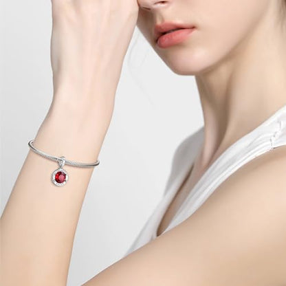 Birthstone Charms for Women Bracelets Birthday Bead Charms fit Pandora Bracelets Mothers Day Gifts for Women - color: 01-January(Garnet)