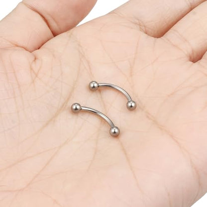 16g/18g/20g Titanium Internally Threaded Eyebrow Piercing Jewelry Vertical Labret Lip Jewelry Curved Barbell Tiny Eyebrow Ring Rook Earring Small Belly Button Ring for Women Men - color: ball,16g,bar:10mm