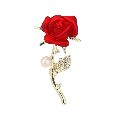 Brooch Pin for Women Rhinestone Peacock Crystal Delicate Animal Brooch Lapel Pins Girls Fashion Jewelry Gift for Christmas Brooch Birthday Jewelry Gift - style: Red Rose