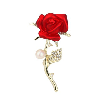 Brooch Pin for Women Rhinestone Peacock Crystal Delicate Animal Brooch Lapel Pins Girls Fashion Jewelry Gift for Christmas Brooch Birthday Jewelry Gift - style: Red Rose