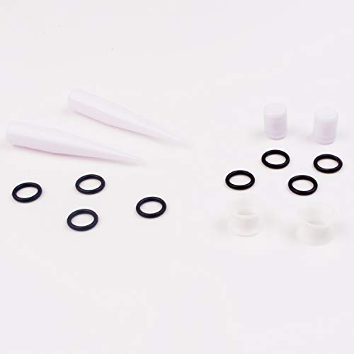50 Pcs Ear Gauges Stretching Kit 14G-00G | Acrylic Tapers and Plugs Silicone Tunnels, Gauge Expanders Stretching Kit, Piercing Earring Jewelry for Men and Women - color: White
