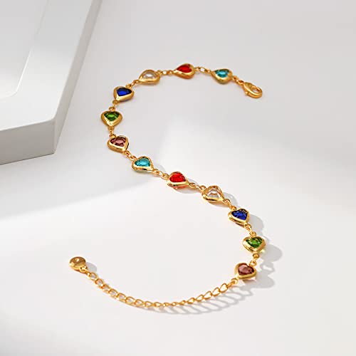 Dainty Gold Bracelets for Women, 18 Gold Plated Adjustable Evil Eye/Butterfly/Beaded/Pearl/Heart/Turquoise Handmade Bracelet for Women - style: Heart