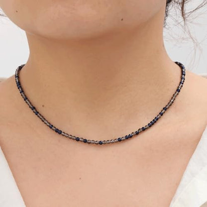 JSJOY Tiny Crystal Beaded Choker Necklaces for Women Colorful Beaded Necklace Dainty Choker Necklaces Simple Boho Jewelry Gifts for Teens Handmade Shining Bead Necklaces Gifts - color: Dark Black