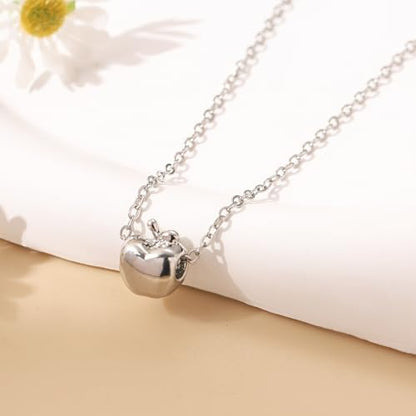 RZKING Silvery Necklace for Women, Gifts for Friend Mom Daughter Teacher - style: Apple