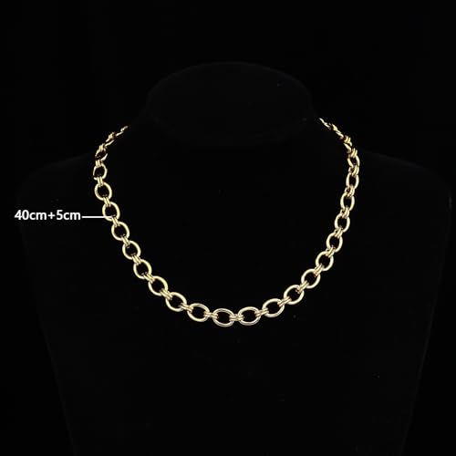 FEEL STYLE Chunky Gold Necklace for Women - 14K Gold Plated 10mm/14mm Cuban Link Chain & 8mm O-Link Chunky Necklace Fashion Jewelry Adjustable - color: Gold Chain, style: 8MM O-Chain