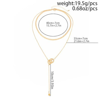 Gold Layered Necklace for Women Chunky Stacked Chain Link Paperclip Evil Eye Necklace Trendy Punk Jewelry - color: W-GoldC