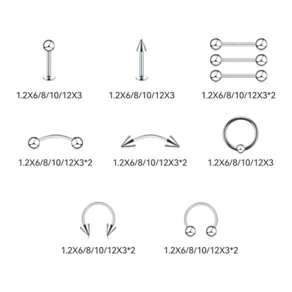 40 PCS 16G Lip Rings, Stainless Steel Horseshoe Labret Monroe Studs Eyebrow Rings Nose Rings, Body Piercing Jewelry Set for Women Men