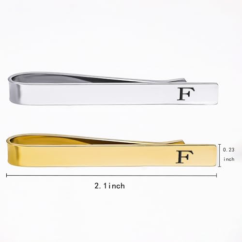 GWD Stainless Steel Tie Clips for Men Personalized Initial Tie Clip Classic Tie Bar Set - color: F