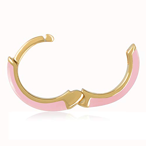 14K Gold Plated Sterling Silver Enamel Color Huggie Hoop Earrings for Women – Wide Range of Vibrant Color Options Available - color: Pink ( Light )