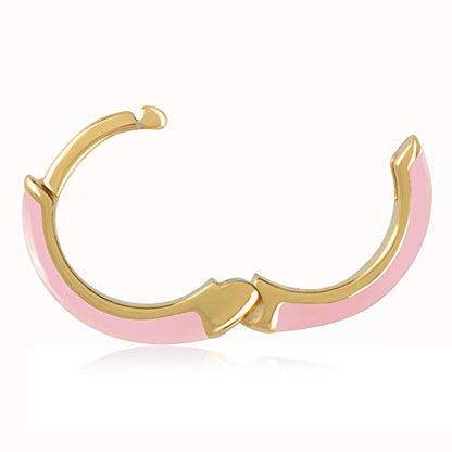 14K Gold Plated Sterling Silver Enamel Color Huggie Hoop Earrings for Women – Wide Range of Vibrant Color Options Available - color: Pink ( Light )
