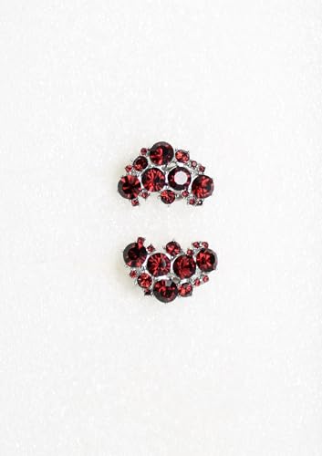 Faship Gorgeous Clip Ons Floral Earrings - color: Burgundy