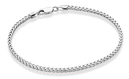 Miabella Italian 925 Sterling Silver Franco Box Chain Bracelet Men Women | 2.5mm, Solid Square Link Chain, Fine Jewelry, Made in Italy - style: Length 8 Inches (average men's length)