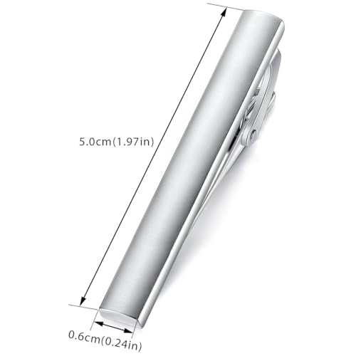 HONEY BEAR 5cm/5.4cm/6cm Mens Tie Clip Bar for Normal Size Steel Business Wedding Gift 1.97"/2.12"/2.36" - style: 5cm Brushed Silver