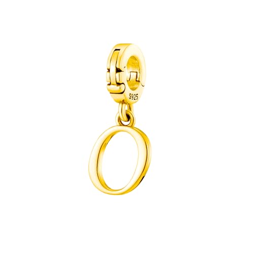 A-Z Alphabet Letters Versatile Clip On Open Multi-Clasp Pendant 925 Sterling Silver Charm For Pandora & Other Link Charm Bracelets/Necklaces/Anklets/Etc - color: Yellow Gold, size: O