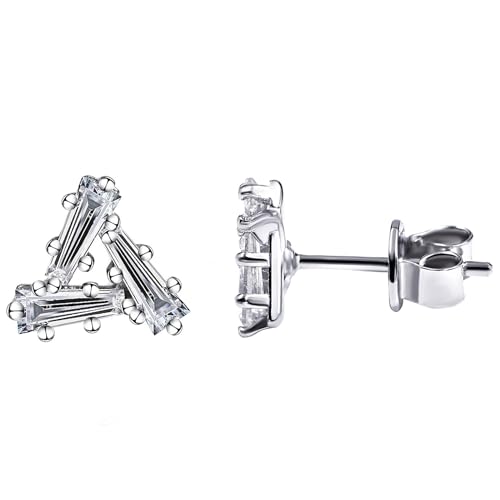 Moissanite Stud Earrings for Women, DF/VVS Clarity, Sterling Silver with 18K White Gold Plated - style: 0.6 Carat Geometric