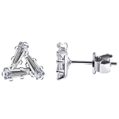 Moissanite Stud Earrings for Women, DF/VVS Clarity, Sterling Silver with 18K White Gold Plated - style: 0.6 Carat Geometric