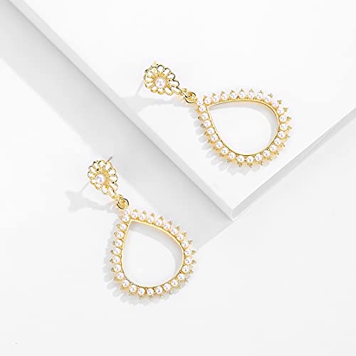 Flower Teardrop Bridal Wedding Dangle CZ Earrings in Silver/Gold Tone for Women Girl Bride Gift … - color: Fashion style 6