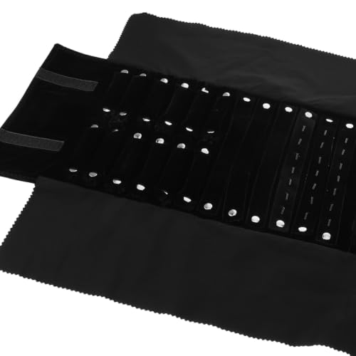 Abaodam Travel Jewelry Roll Bag Organizer with Multi-compartment Design and Portable Convenience, Velvet Material Roll-up Case for Rings and Watches, for Packing in Luggage