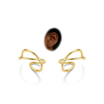 Subiceto 925 Sterling Silver Ear Cuffs Non Piercing - Adjustable Hypoallergenic 14K Gold Plated Clip On Earrings for Women Cubic Zirconia Silver Ear Cuff Helix Cartilage Fake Piercing - color: 09 Cross Gold Tone