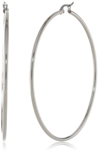 Amazon Essentials Stainless Steel Rounded Tube Hoop Earrings (50mm), (previously Amazon Collection) - color: Stainless Steel, size: 61 mm