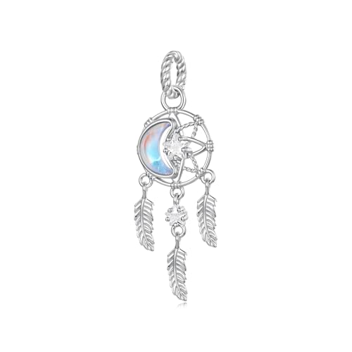 Animal Charms for Bracelets 925 Sterling Silver Bead Charms Bee Butterfly Fox Charm Fits Bracelets and Necklaces Cute Charms for Women - color: Moon and Star Dreamcatcher