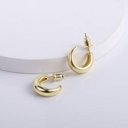 14K Gold Small Hoop Earrings Silver Post Open Hoops Earrings for Women | Hypoallergenic - color: A-14K Gold