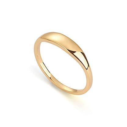 PAVOI 14K Gold Plated Chunky Signet Ring for Women | Women's Stackable Bands - color: Yellow Gold, size: 6