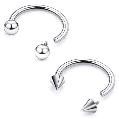 F136 Titanium 20/18/16/14/12/8/4/2g Septum Nose Rings Gauge Earrings Lip Rings Prince Albert Jewelry Internally Threaded Horseshoe Hoop Piercings - size: 18g*06mm
