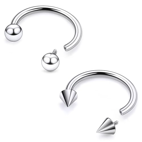 F136 Titanium 20/18/16/14/12/8/4/2g Septum Nose Rings Gauge Earrings Lip Rings Prince Albert Jewelry Internally Threaded Horseshoe Hoop Piercings - size: 18g*06mm