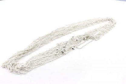 Wholesale 12PCS Silver Plated Brass Curb Chain Satellite Beaded Chains | Bulk for Jewelry Making (30 Inch(1.5mm)) - color: Silver, size: 30 inch-1.5mm